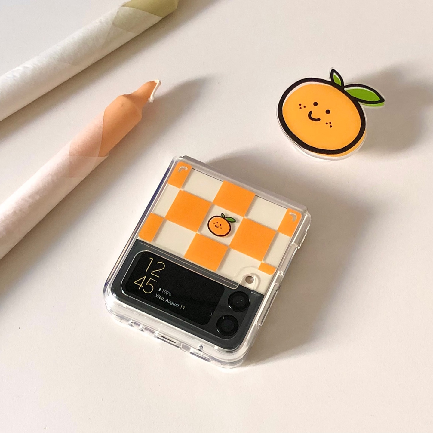 Tangerine checkerboard Z Flip (젤하드)